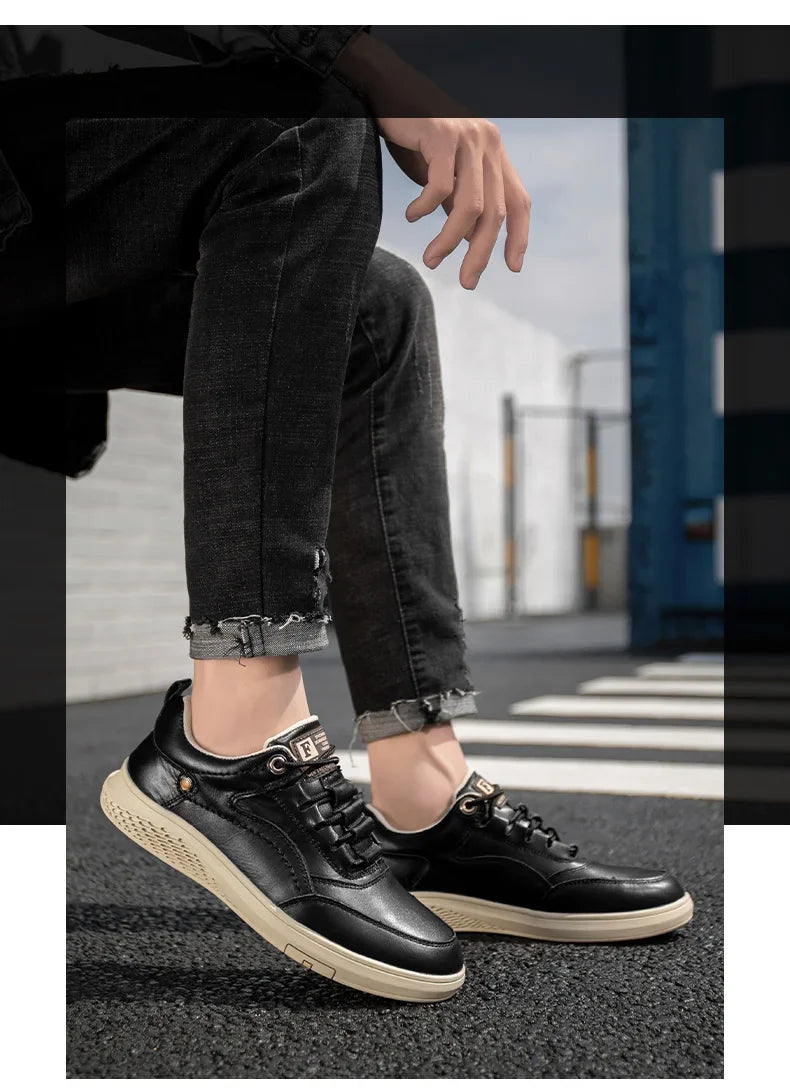 Men Sneakers Shoes Men Shoes fashion Genuine Leather Loafers Breathable Autumn lace up comfortable Mesh Casual Shoes Outdoor