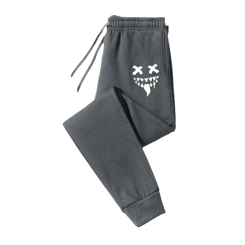 Monster Smile Print Harajuku Versatile Solid Color Daily Outdoor Running Fitness Breathable Casual Comfortable Men Sports Pants