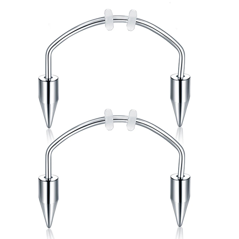 WKOUD 2 Pcs  Piercing Tiger Teeth Vampire  Stainless Steel Smile Lip Nail Jewelry Fangs Dracula Septum 3 Style