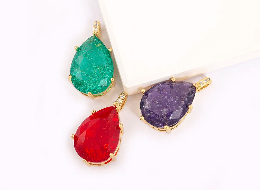 New Design Waterdrop Shape Zircon Charm Pendant DIY Necklace For Women Charm Jewelry Making Findings Supplies Accessories