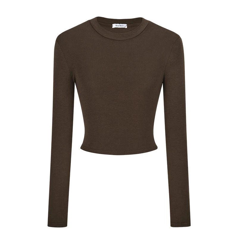 Women Casual Long Sleeve T-Shirts Spring Autumn Solid Slim Fit Pullovers Tees Shirts Female Streetwear Base Tees Tops Casual