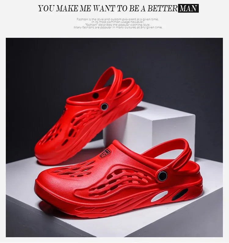 Eyriphy Summer Men Sandals Outdoor Clogs Casual Garden Shoes With Arch Support Kitchen Fishing Non-Slips Shoes Hole EVA Slides