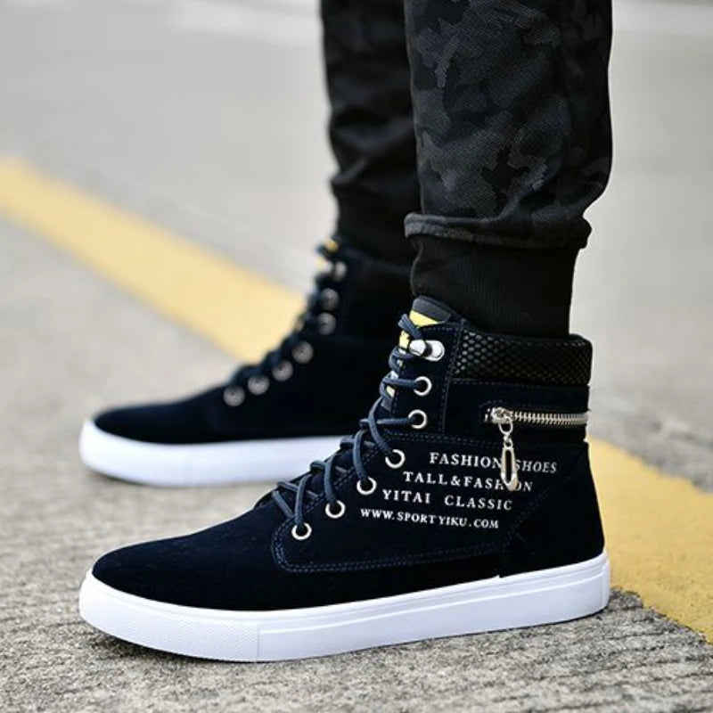 Spring High Top Men Shoes Luxury Leather Men's Sneaker Fashion Lace-up Ankle Boots Comfortable Mens tennis Shoes Plus Size 38-48