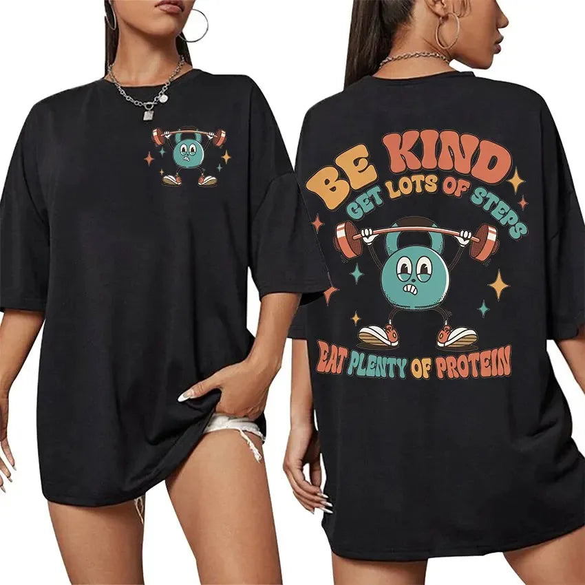 Personality Fashion Be Happy Lift Heavy Gym Weightlifting Graphic Men Women Casual 100% Cotton Oversized T-shirt Cute Clothing