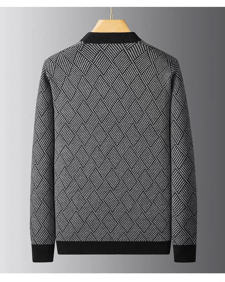 Luxury brand men's V-neck knitted sweater autumn winter new fashion boutique zipper European design high-end shawl casual coat