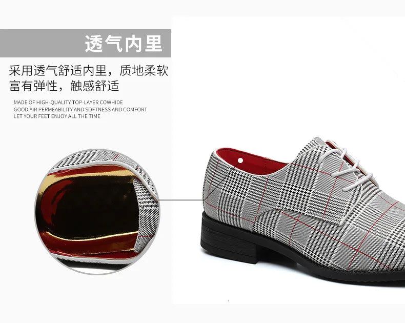 Luxury Men Dress Shoes Leather Shoes Designer Striped Patten Men Formal Shoes Italian Oxfords Pointed Toe Wedding Shoe Barber