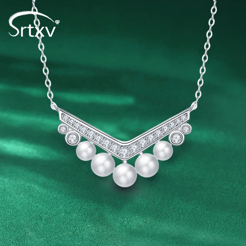 Luxury Pearl Moissanite Pendants Necklace For Women S925 Sterling Silver 18K Gold Plated Diamond Chain Wedding Gifts Jewelry