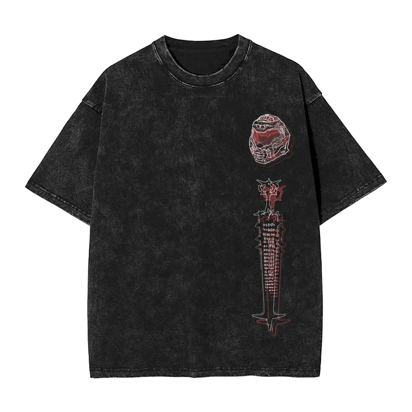 Dark Game Cartoon Fashion Series Washed Printing New Men's T-shirt Fashionable Men's Pattern T-shirt