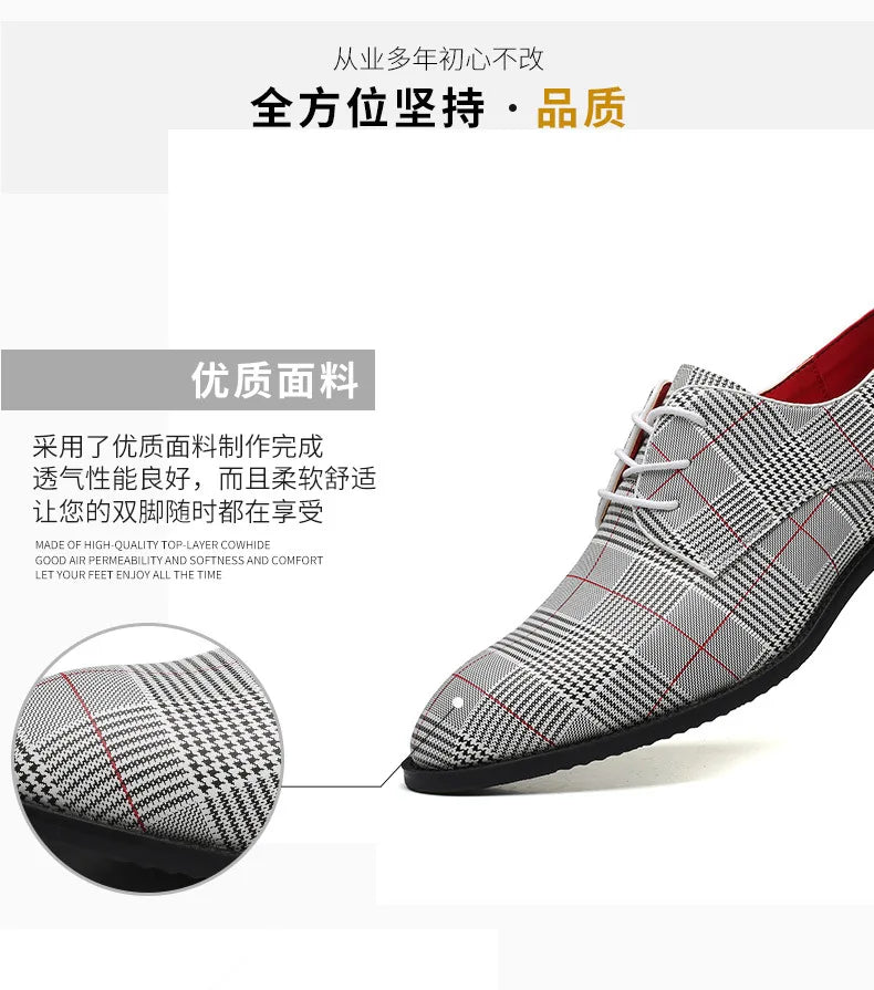 Luxury Men Dress Shoes Leather Shoes Designer Striped Patten Men Formal Shoes Italian Oxfords Pointed Toe Wedding Shoe Barber