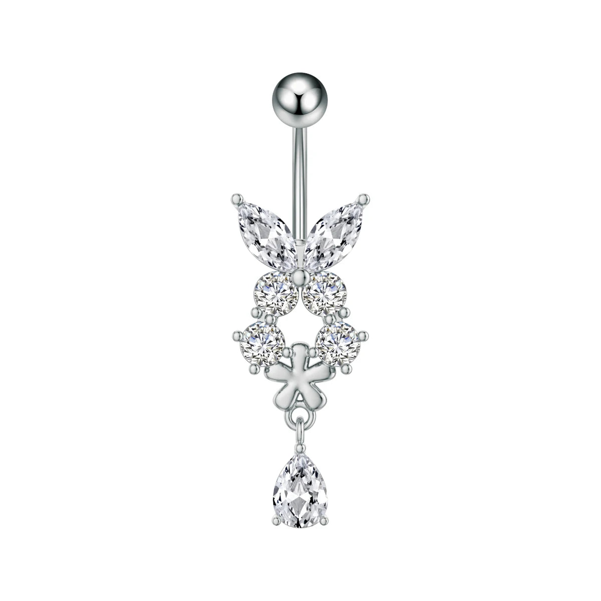 14G Gold Color Pendant Navel Piercing Ornament Butterfly Heart Chains Dangled Belly Button Rings for Women Belly Nombril Jewelry