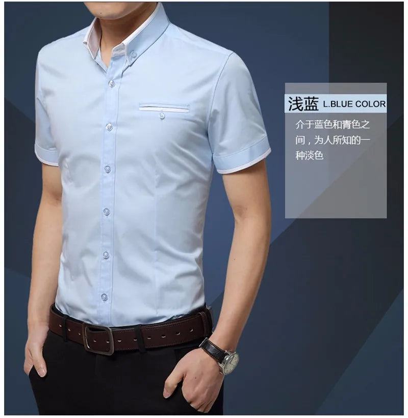 2025 New Arrival Brand Men's Summer Business Shirt Short Sleeves Turn-down Collar Tuxedo Shirt Shirt Men Shirts Big Size 5XL