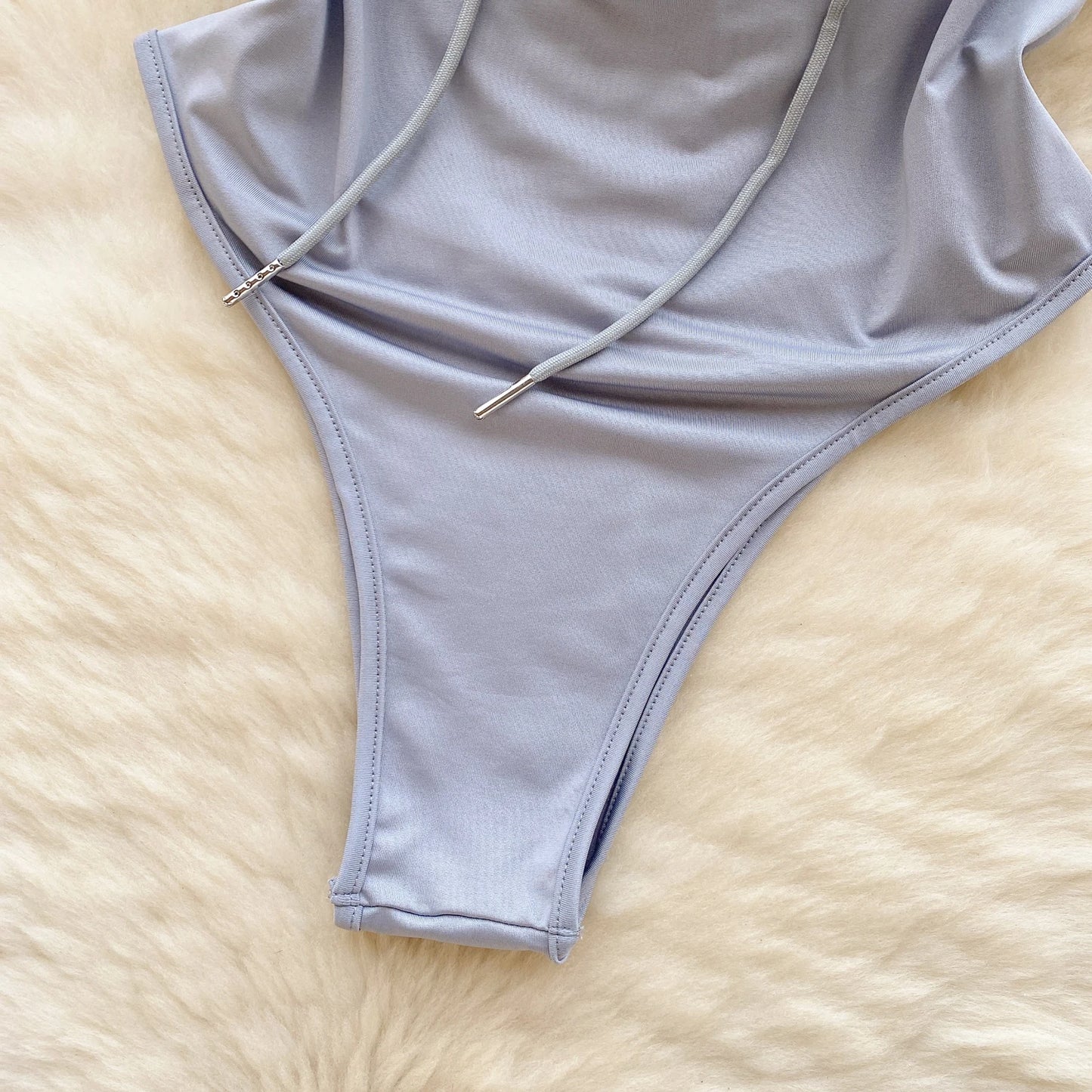 Cute Gray Rabbit Ear Hood Top Sexy Backless Slim Fit Bodysuit Zip Sleeveless Women Sexy Erotic Lingerie Bunny Cosplay Playsuit