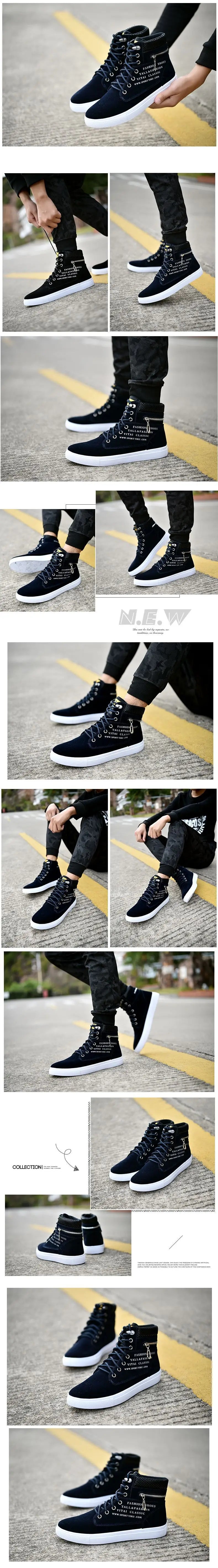 Spring High Top Men Shoes Luxury Leather Men's Sneaker Fashion Lace-up Ankle Boots Comfortable Mens tennis Shoes Plus Size 38-48