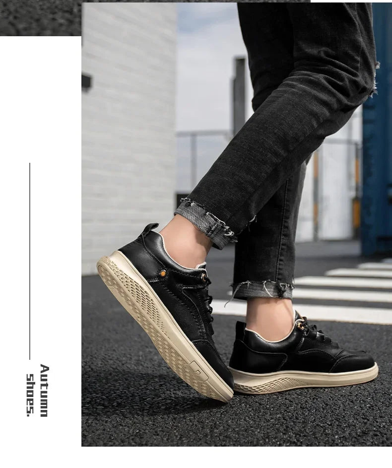 Men Sneakers Shoes Men Shoes fashion Genuine Leather Loafers Breathable Autumn lace up comfortable Mesh Casual Shoes Outdoor