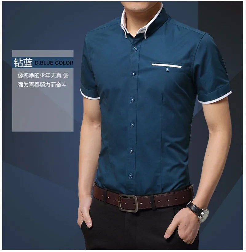 2025 New Arrival Brand Men's Summer Business Shirt Short Sleeves Turn-down Collar Tuxedo Shirt Shirt Men Shirts Big Size 5XL