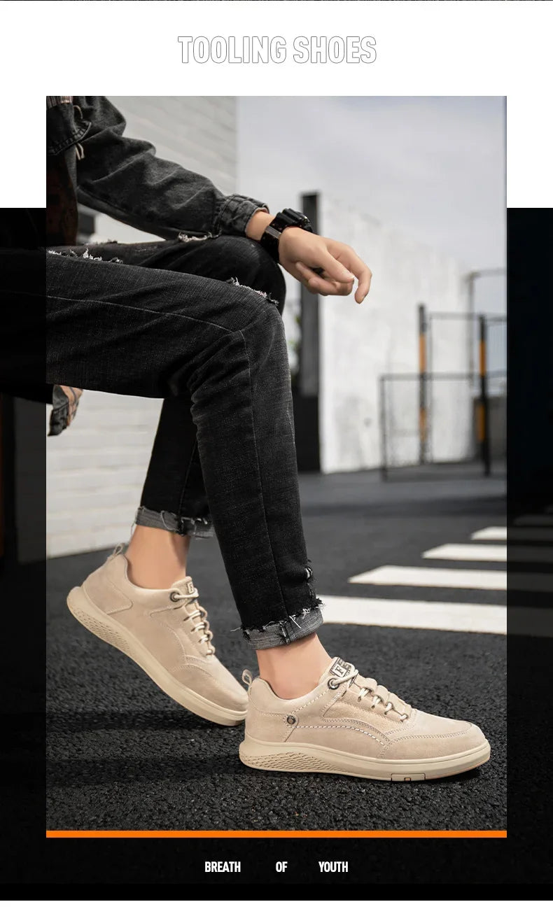 Men Sneakers Shoes Men Shoes fashion Genuine Leather Loafers Breathable Autumn lace up comfortable Mesh Casual Shoes Outdoor