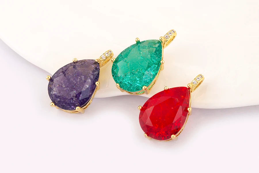 New Design Waterdrop Shape Zircon Charm Pendant DIY Necklace For Women Charm Jewelry Making Findings Supplies Accessories