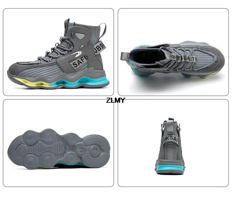 New Design Safety Shoes Men Work Sneaker Steel Toe Shoes Puncture Proof High Top Work Safety Boots Male Lightweight Work Shoes