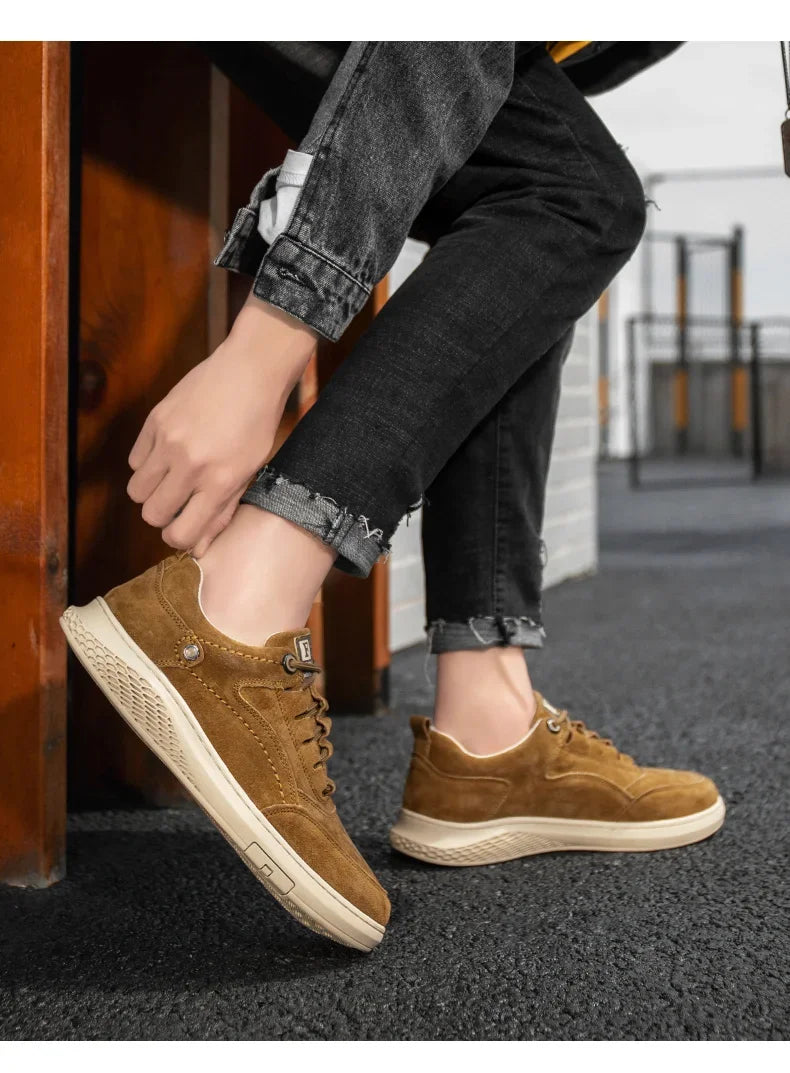 Men Sneakers Shoes Men Shoes fashion Genuine Leather Loafers Breathable Autumn lace up comfortable Mesh Casual Shoes Outdoor