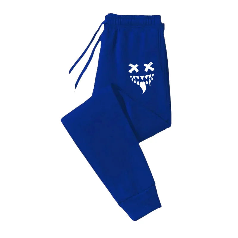 Monster Smile Print Harajuku Versatile Solid Color Daily Outdoor Running Fitness Breathable Casual Comfortable Men Sports Pants