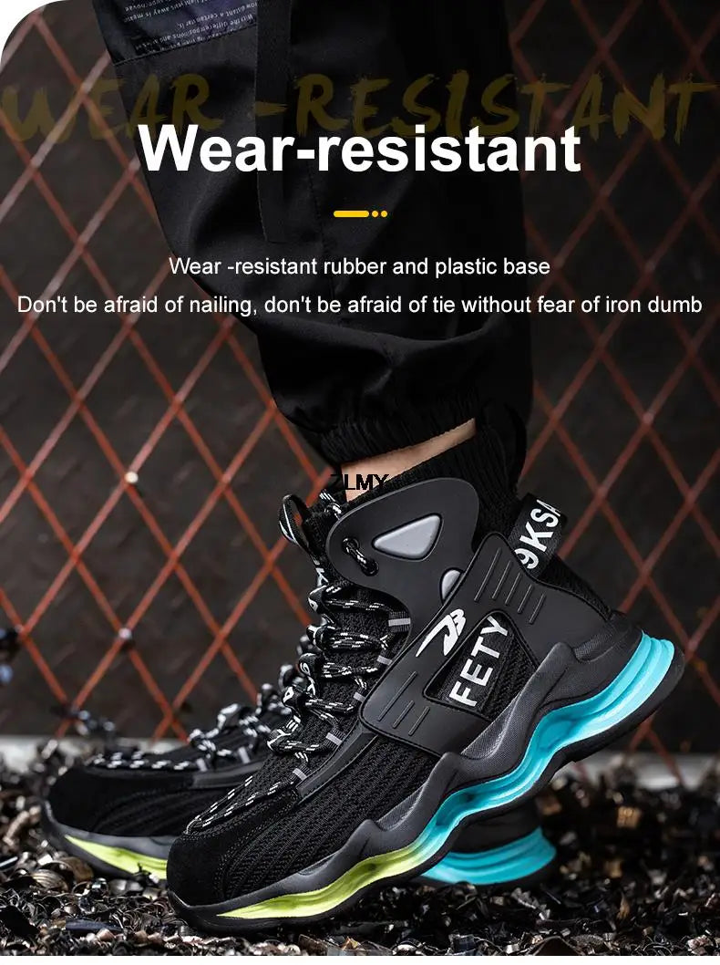 New Design Safety Shoes Men Work Sneaker Steel Toe Shoes Puncture Proof High Top Work Safety Boots Male Lightweight Work Shoes