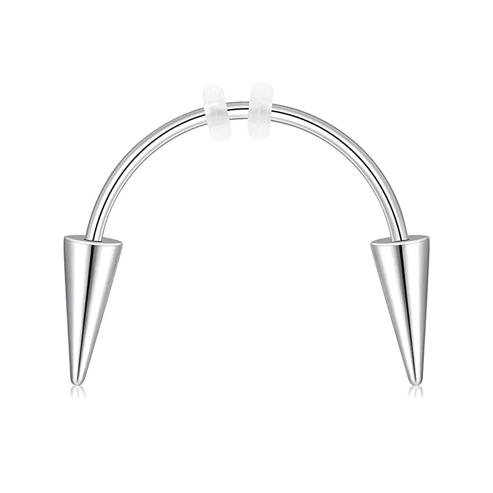 WKOUD 2 Pcs  Piercing Tiger Teeth Vampire  Stainless Steel Smile Lip Nail Jewelry Fangs Dracula Septum 3 Style