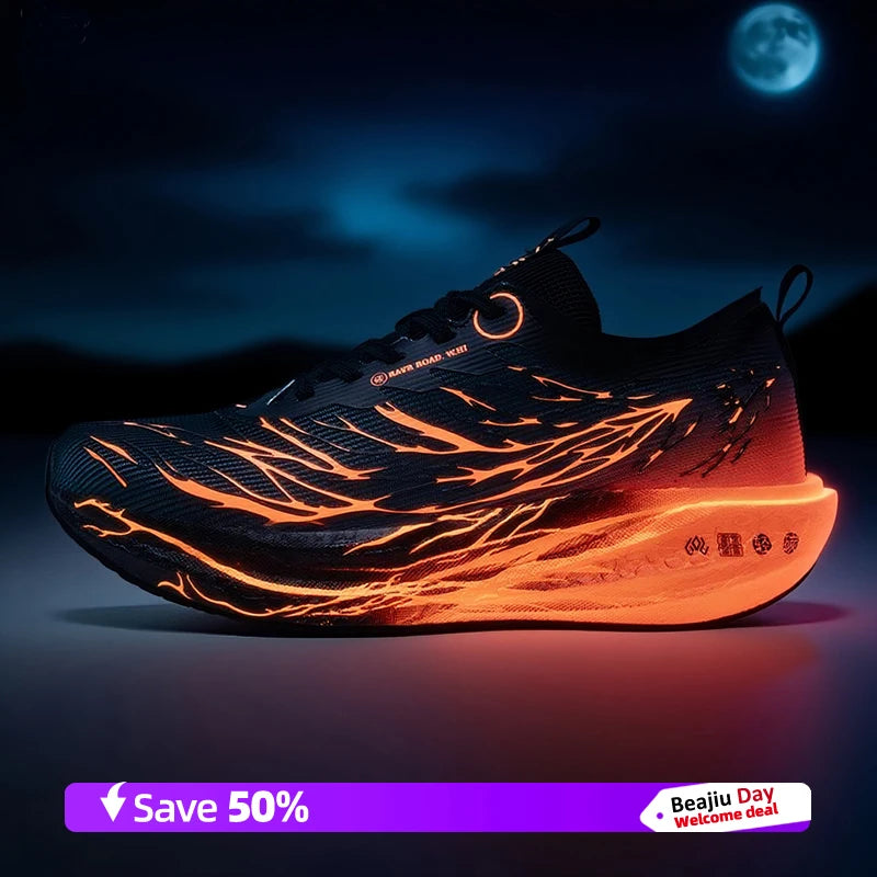 Men Sports Running Shoes Casual Marathon Carbon Plate Breathable Lightweight Women's Fluorescence Athletic Nonskid Sneakers