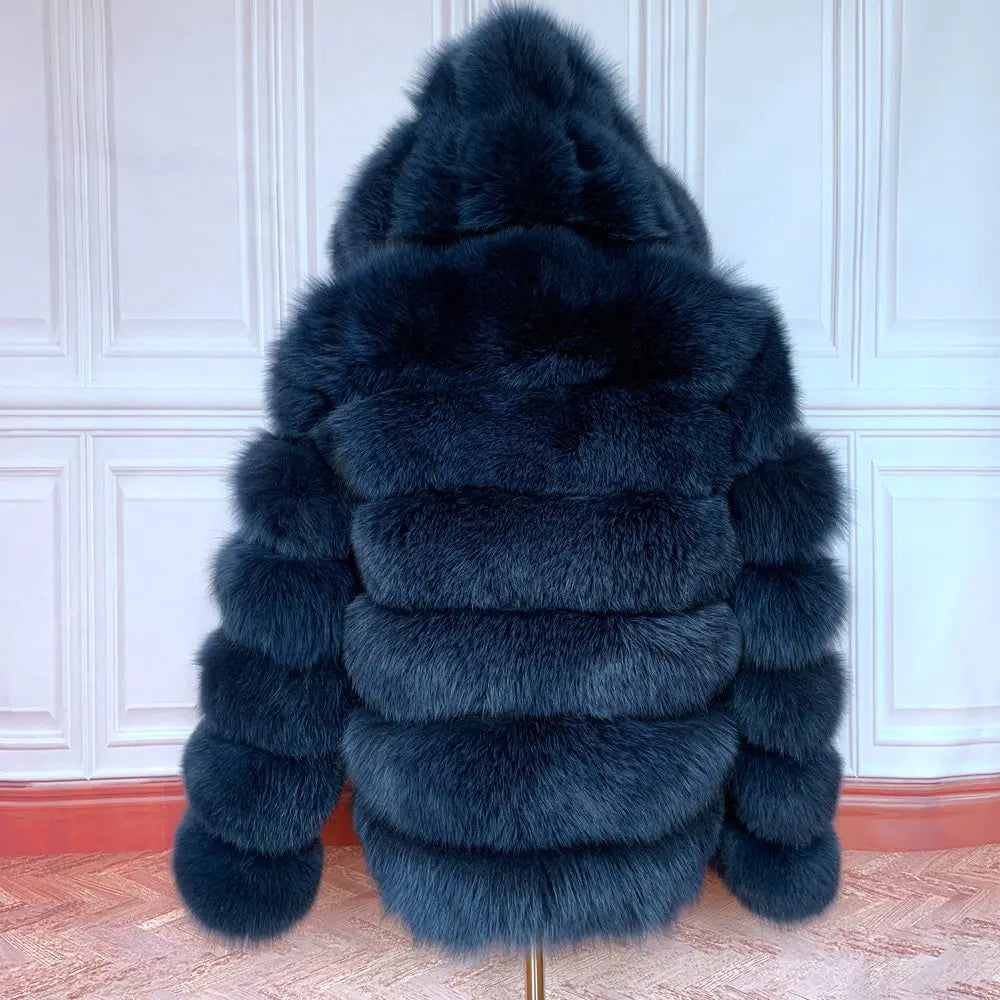 Fur Coat Women's Winter Coats Overcoat Female Fur Jackets For Women Long Sleeves Hood womans Real fur coats Real Fur Clothing
