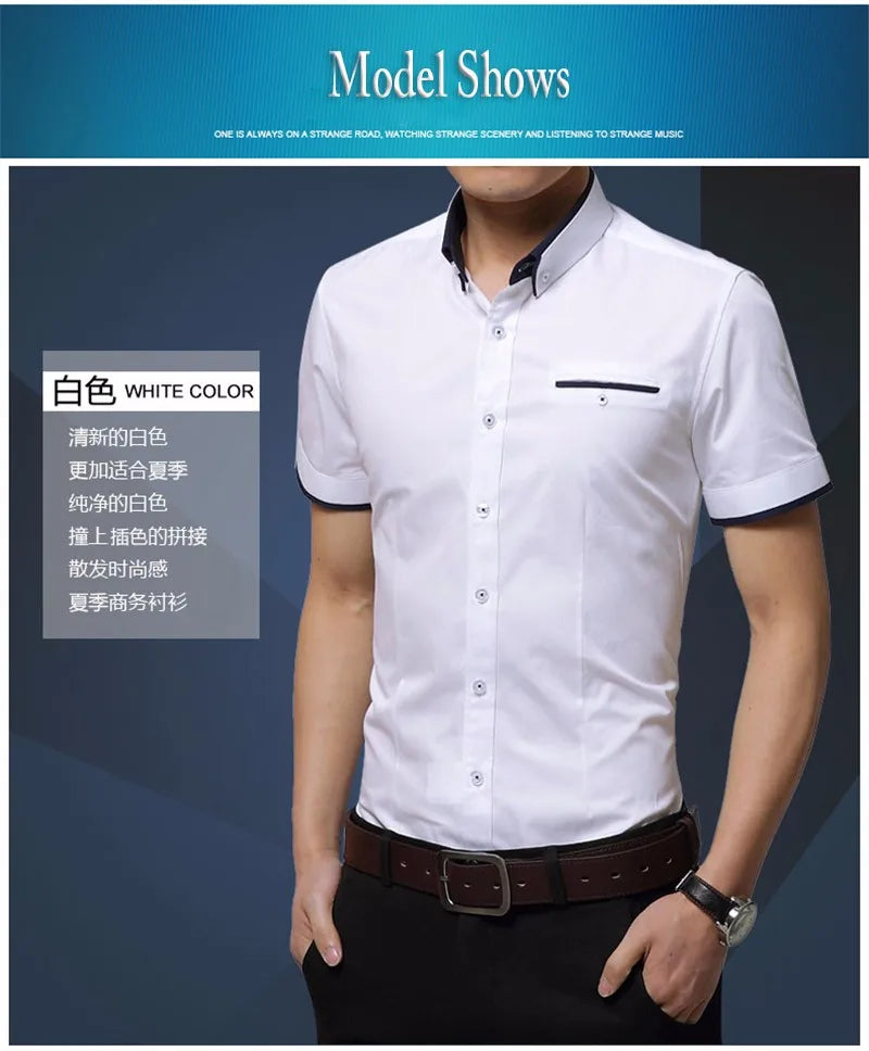 2025 New Arrival Brand Men's Summer Business Shirt Short Sleeves Turn-down Collar Tuxedo Shirt Shirt Men Shirts Big Size 5XL