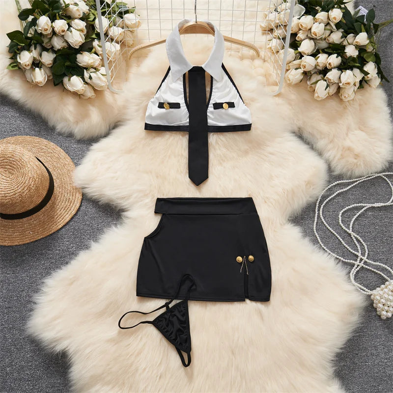 Cute Gray Rabbit Ear Hood Top Sexy Backless Slim Fit Bodysuit Zip Sleeveless Women Sexy Erotic Lingerie Bunny Cosplay Playsuit