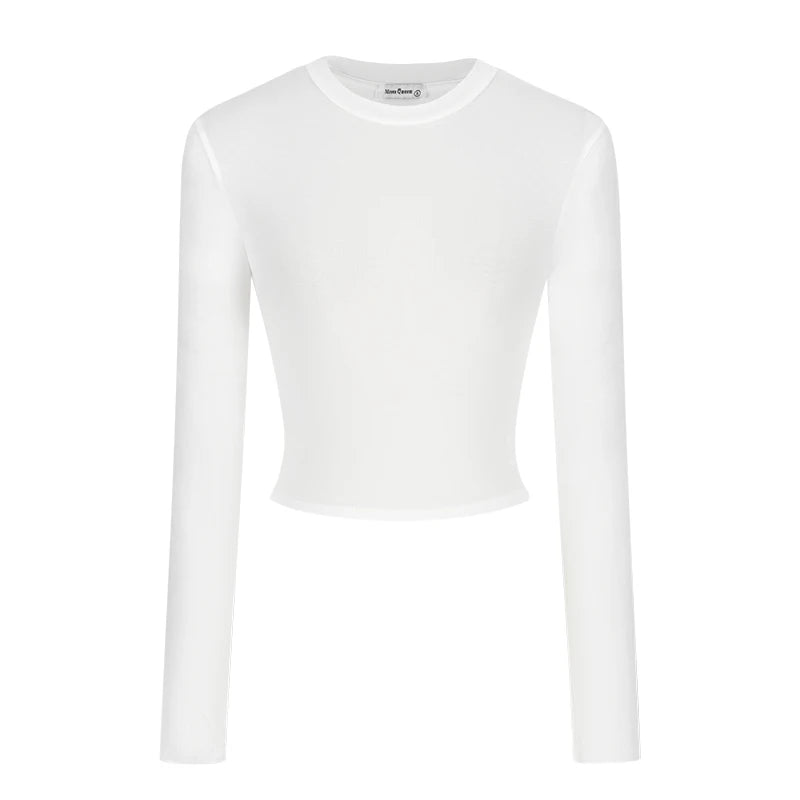 Women Casual Long Sleeve T-Shirts Spring Autumn Solid Slim Fit Pullovers Tees Shirts Female Streetwear Base Tees Tops Casual