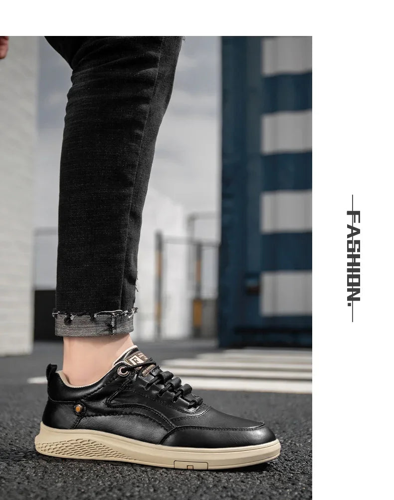 Men Sneakers Shoes Men Shoes fashion Genuine Leather Loafers Breathable Autumn lace up comfortable Mesh Casual Shoes Outdoor