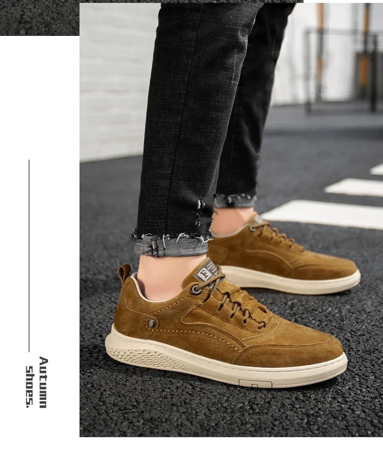 Men Sneakers Shoes Men Shoes fashion Genuine Leather Loafers Breathable Autumn lace up comfortable Mesh Casual Shoes Outdoor