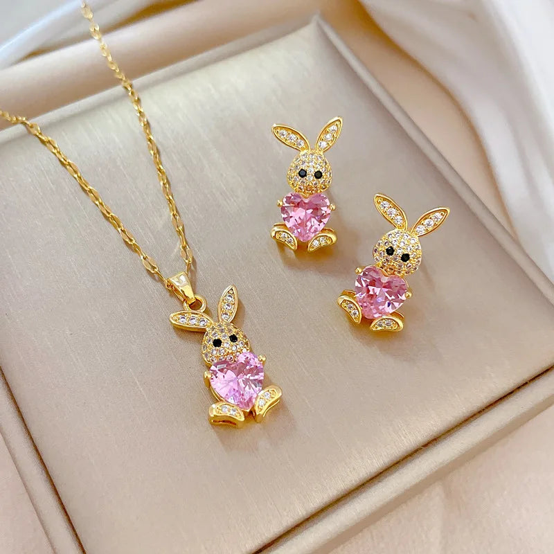 Stainless Steel Austrian Crystal Enamel Square Pendant Jewelry Sets Women African Costume Jewelry Maxi Necklace Earring Set