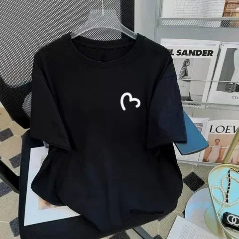 Fashion Summer Women T-shirt Harajuku Funny White Short Sleeve T Shirt Female Casual Unisex Round NeckStreetwear Y2k Clothes Top