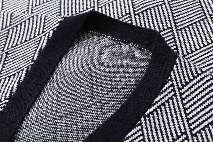 Luxury brand men's V-neck knitted sweater autumn winter new fashion boutique zipper European design high-end shawl casual coat