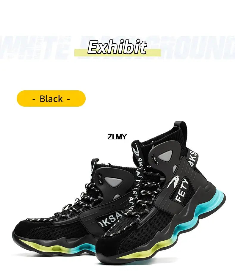 New Design Safety Shoes Men Work Sneaker Steel Toe Shoes Puncture Proof High Top Work Safety Boots Male Lightweight Work Shoes