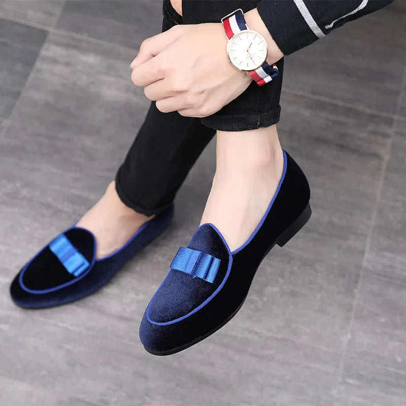 Men's Casual Shoes with Bowknot Mens Driving Moccasins Loafers Men Trendy Party Wedding Flats EUR Sizes 38-48