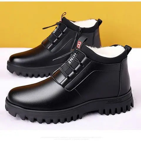 Men's winter warm cotton shoes Outdoor non slip thick leather boots New Fashion Plush Comfortable Shoe Casual Snow Boots male