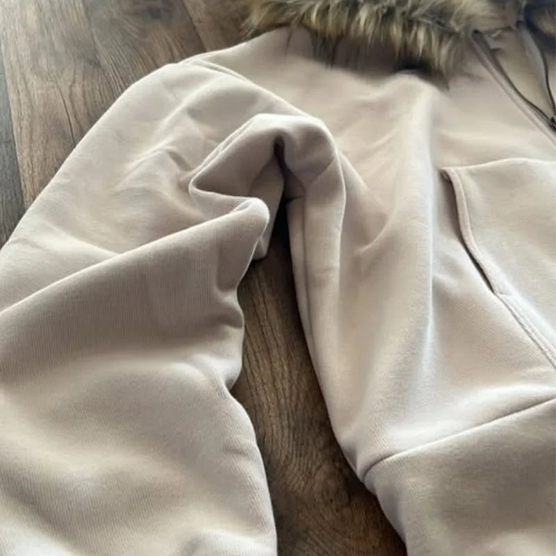 European and American style men's and women's Easter plush edge decorative jacket with cross wing pattern printed on it punk Y2K