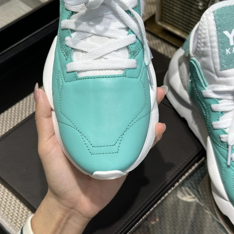 Handcrafed Casual Sneakers Man Platform Leather Canvas Sports Running Shoes Zip Upper Trainers Breathable Men Footwear Man Shoes