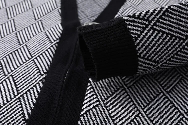 Luxury brand men's V-neck knitted sweater autumn winter new fashion boutique zipper European design high-end shawl casual coat