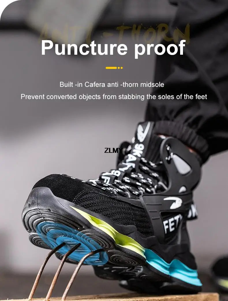 New Design Safety Shoes Men Work Sneaker Steel Toe Shoes Puncture Proof High Top Work Safety Boots Male Lightweight Work Shoes