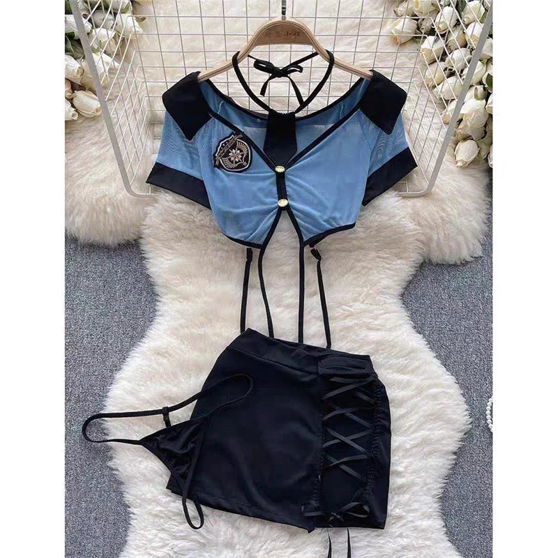 Cute Gray Rabbit Ear Hood Top Sexy Backless Slim Fit Bodysuit Zip Sleeveless Women Sexy Erotic Lingerie Bunny Cosplay Playsuit