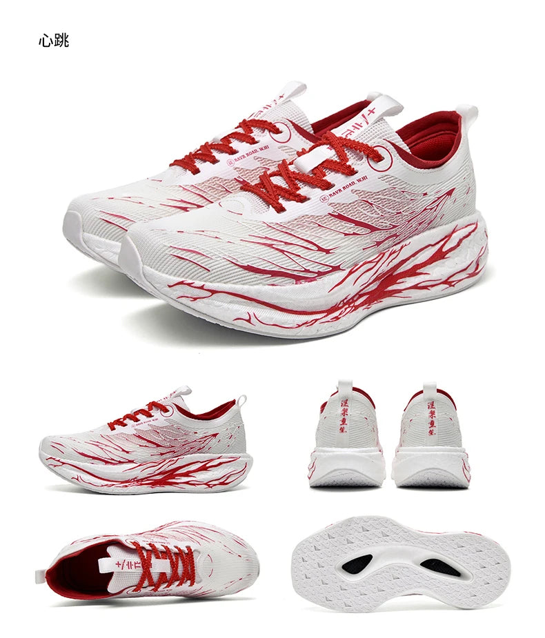 Men Sports Running Shoes Casual Marathon Carbon Plate Breathable Lightweight Women's Fluorescence Athletic Nonskid Sneakers