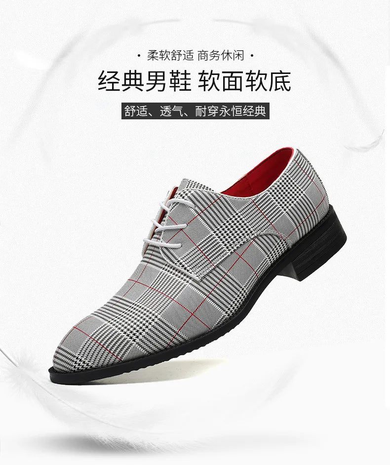 Luxury Men Dress Shoes Leather Shoes Designer Striped Patten Men Formal Shoes Italian Oxfords Pointed Toe Wedding Shoe Barber