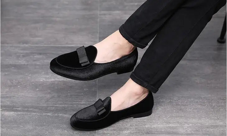 Men's Casual Shoes with Bowknot Mens Driving Moccasins Loafers Men Trendy Party Wedding Flats EUR Sizes 38-48