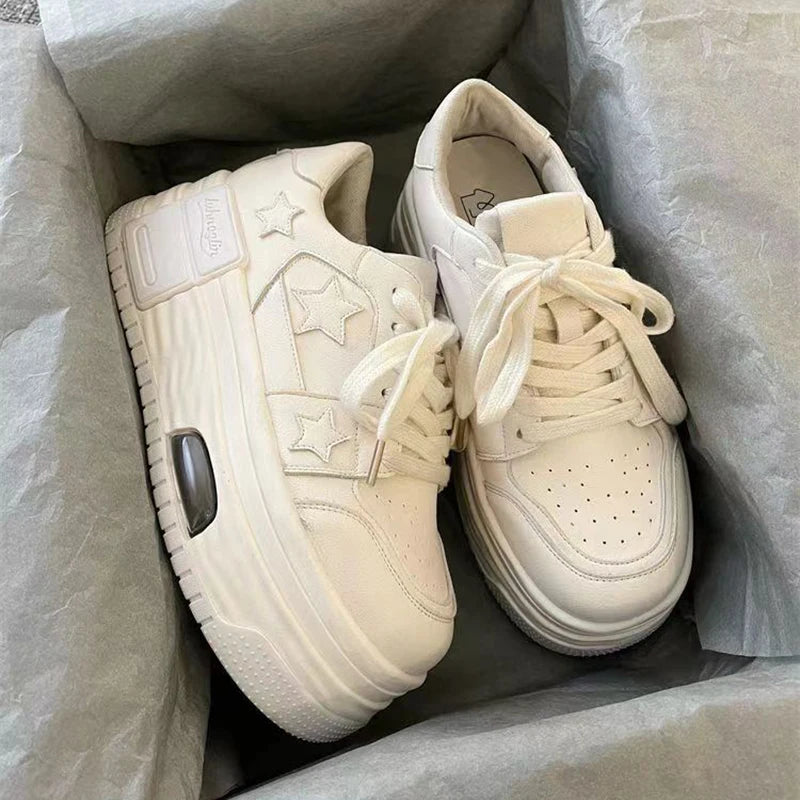 Women's Casual Sneakers Star Skateboard Trainers Mix Colors Running Sport Shoes Tennis Shoes Skate Flats Outdoor Walking Sneaker