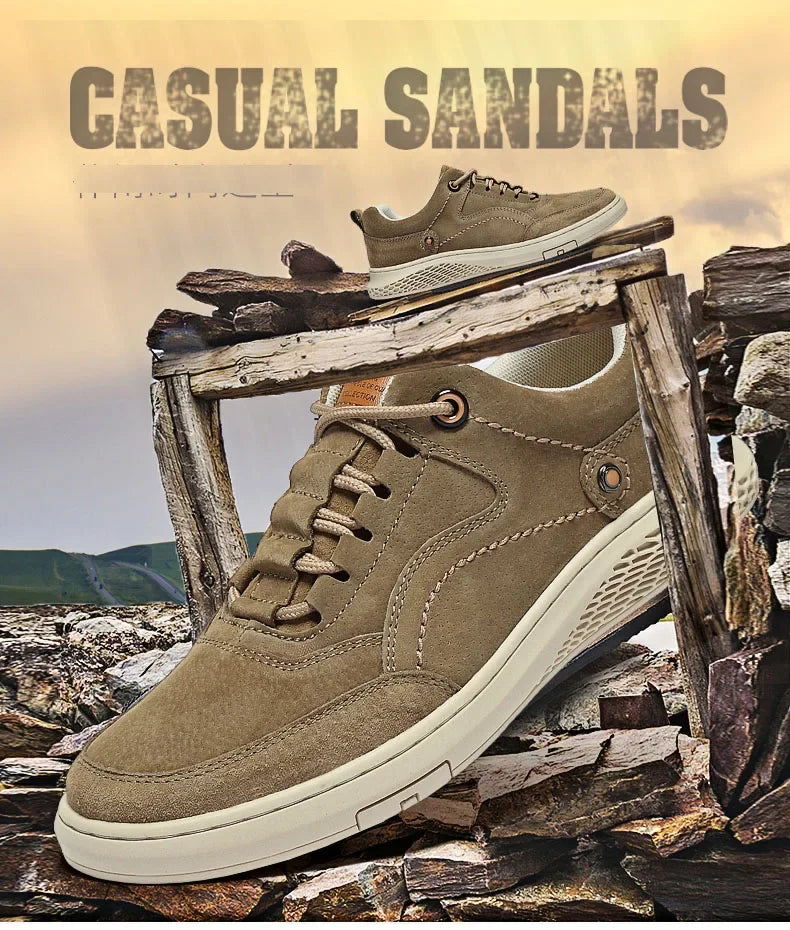 Men Sneakers Shoes Men Shoes fashion Genuine Leather Loafers Breathable Autumn lace up comfortable Mesh Casual Shoes Outdoor