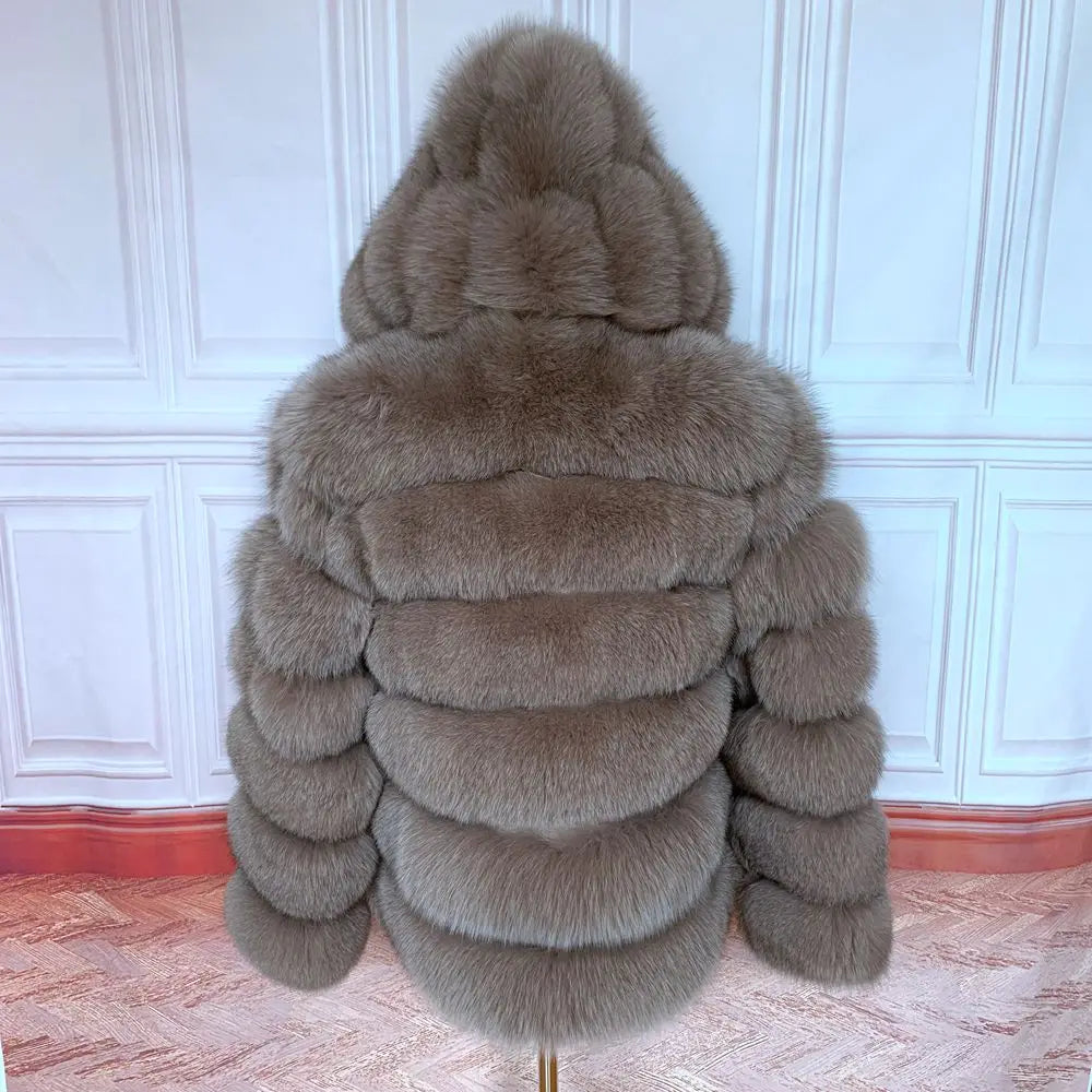 Fur Coat Women's Winter Coats Overcoat Female Fur Jackets For Women Long Sleeves Hood womans Real fur coats Real Fur Clothing
